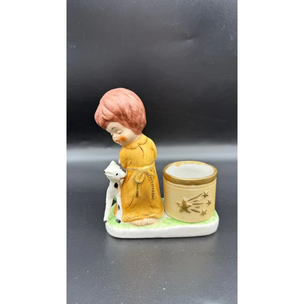 Vintage Jasco Little Luvkins Angel with Lamb Figurine Toothpick Holder